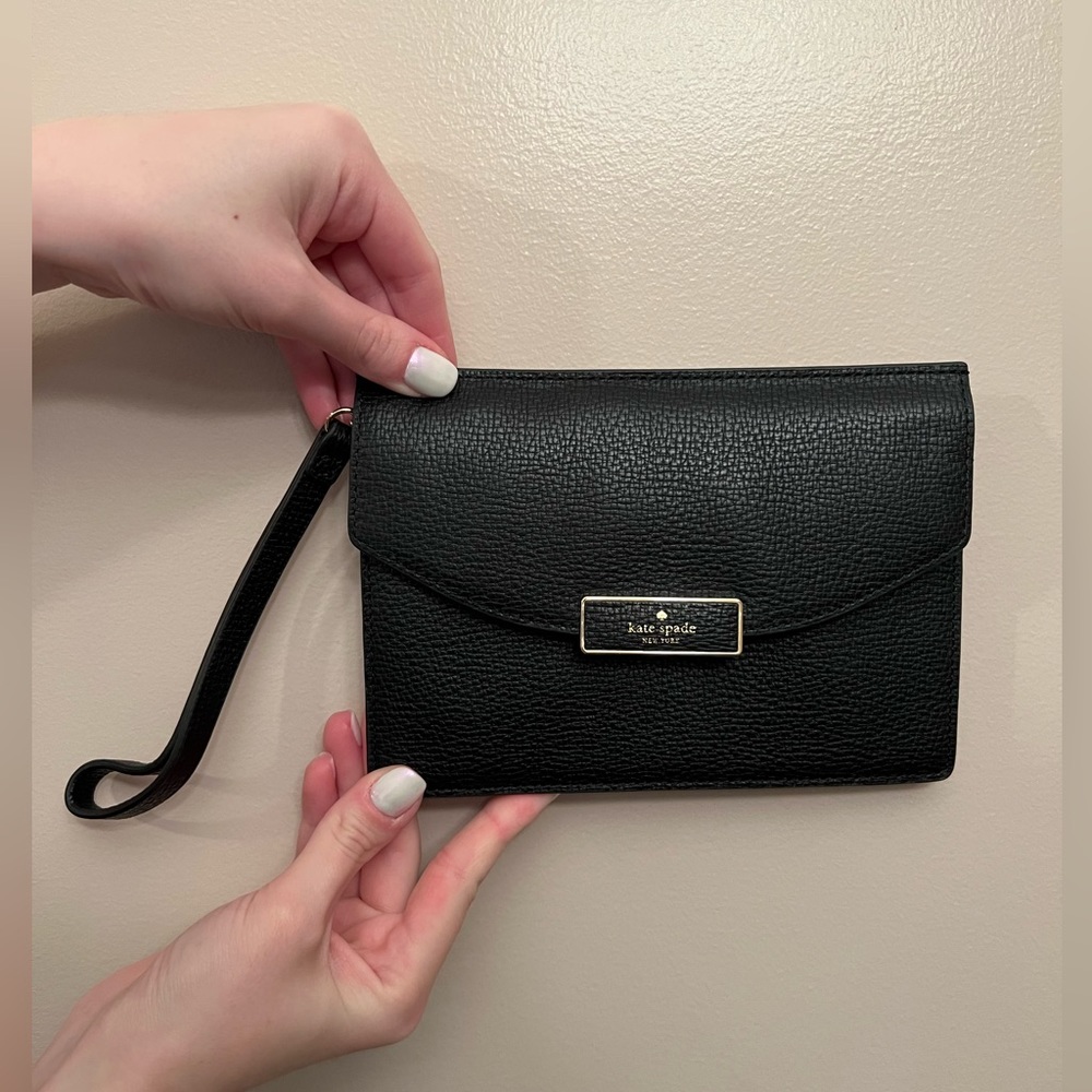 Black leather Kate Spade wristlet!